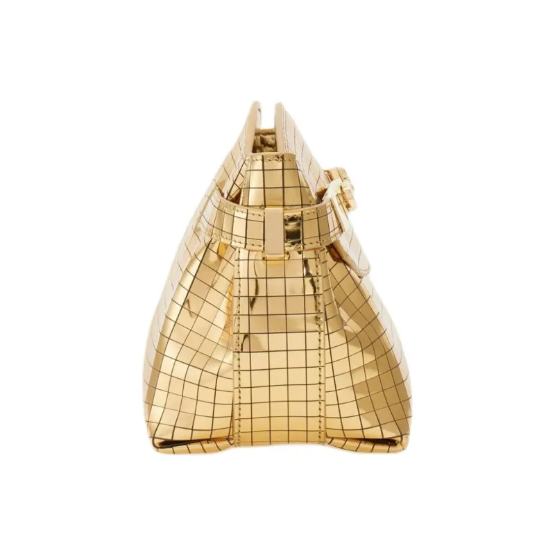 FERRAGAMO Layered Laser Calfskin Crossbody Bag Shoulder Bag Small Size Women's Gold-2