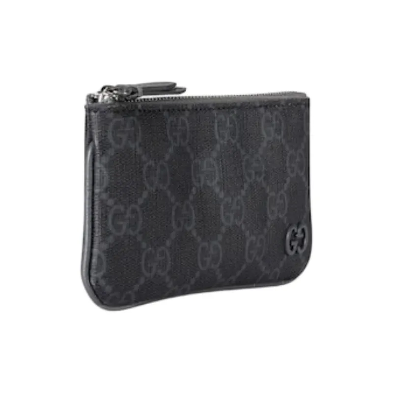 GUCCI Canvas Key Pouch Canvas Bag Unisex Gray-1