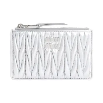 MIU MIU Matelassé Lambskin Wallet Women's Silver