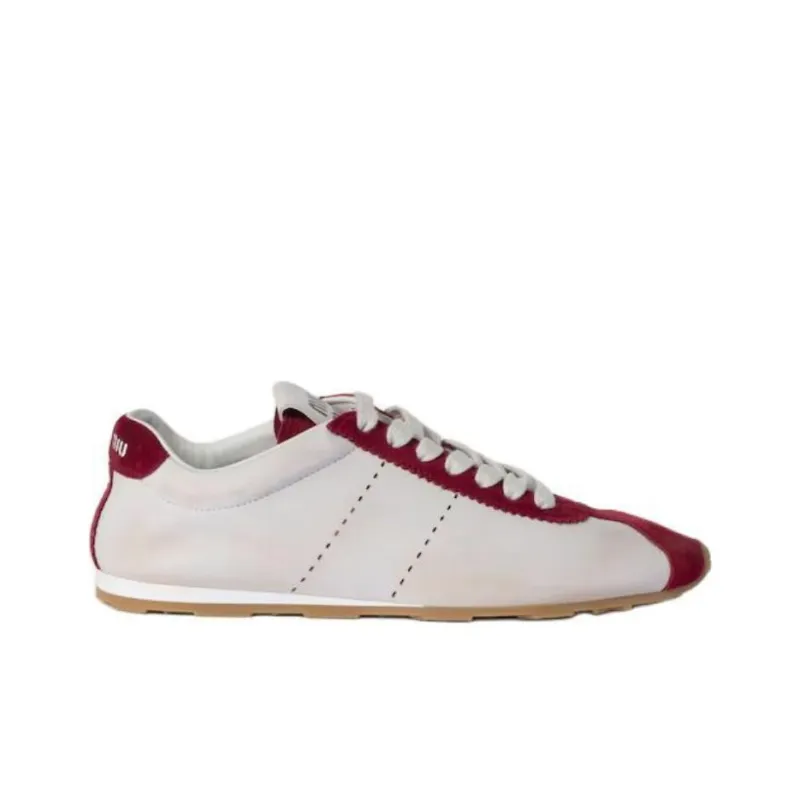 MIU MIU Plume Low Top Casual Shoes Women's White Red-1