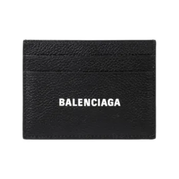 Balenciaga Cash Leather Business Card Holder Wallet Unisex Black