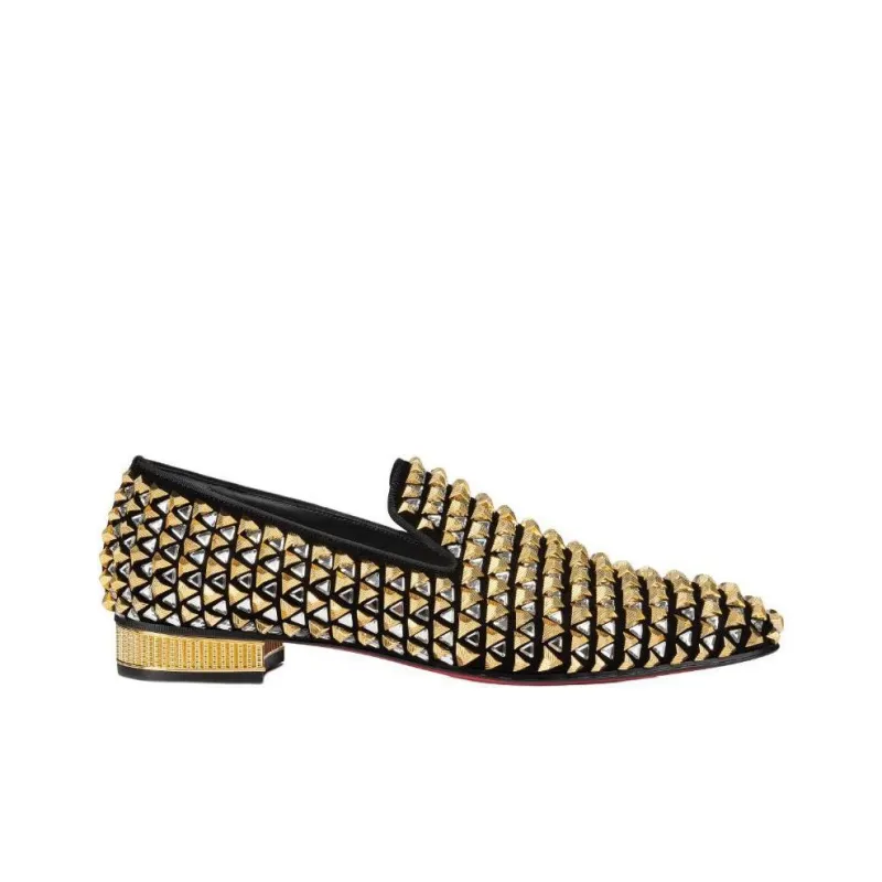 CL LUBOTING Croconaki Loafers Men's Gold-1