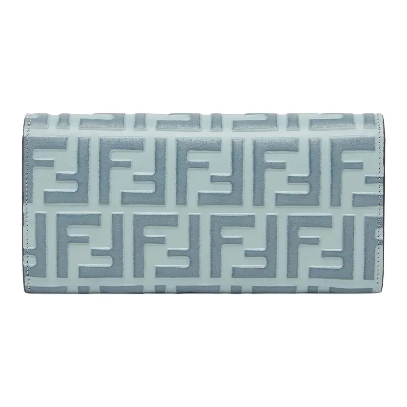 FENDI FF Diamonds Series Calfskin One Shoulder Wallet Women's Light Blue-2