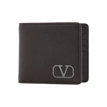 Valentino Calfskin Wallet Men's Dark Brown