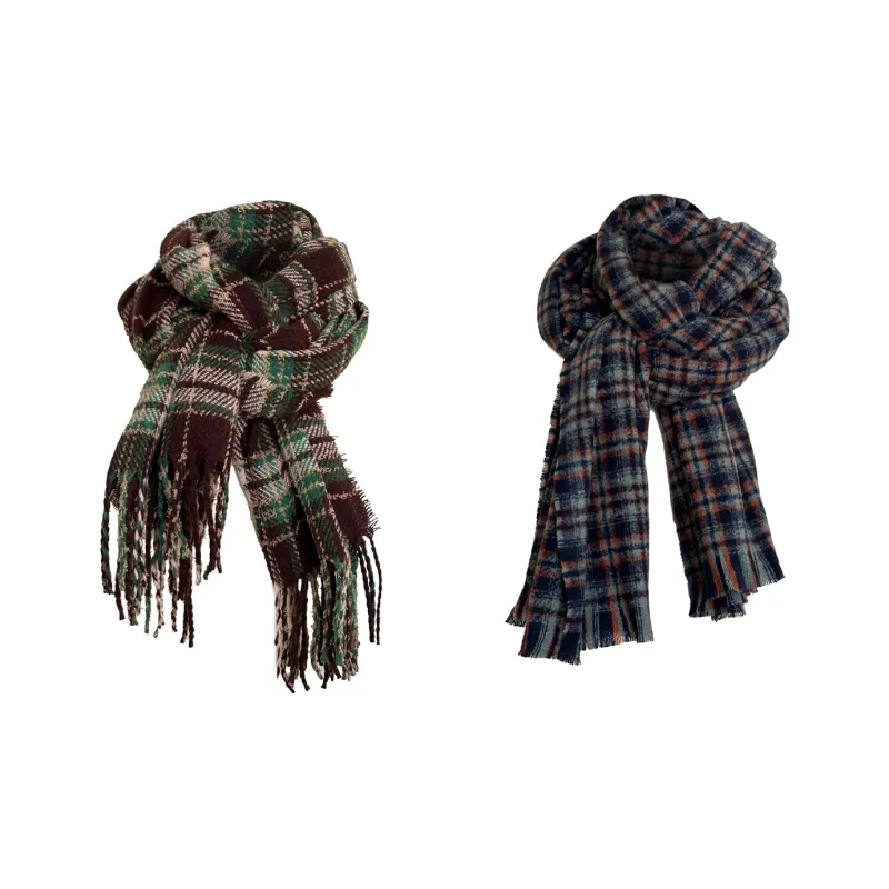 Tokyo Season Polyester Knit Scarves Unisex Purple Green-12
