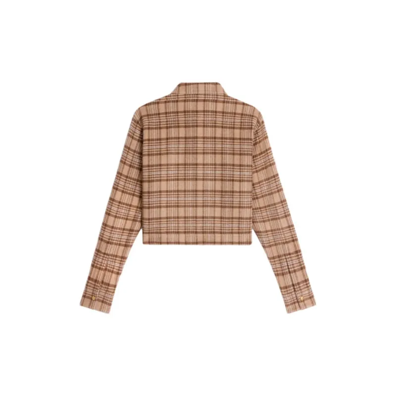 CELINE Romy Cropped Shirt In Checked Cashmere-1