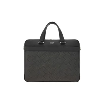 FERRAGAMO Calfskin Briefcases Men's Black & Dark Gray