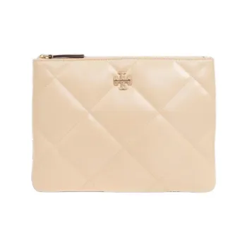 TORY BURCH Kira Leather Clutch Women's Cream