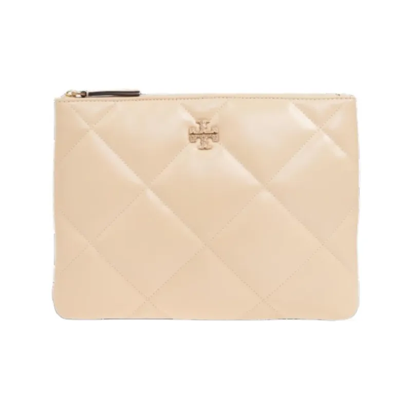 TORY BURCH Kira Leather Clutch Women's Cream-0