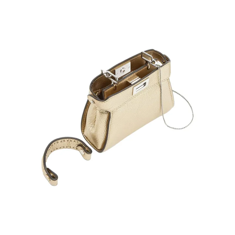 FENDI Calfskin Shoulder Bag, Crossbody Bag, Handbag Extra Mini Women's Champagne-2