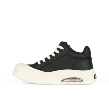 LINGMO LINGMO Lightweight Height Increasing Mid Top Skateboard Shoes Men's Black