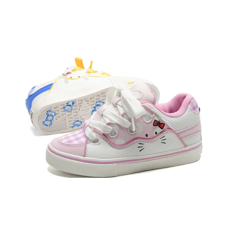 OAOQ Low-Top Skateboard Shoes Unisex White Yellow Blue-39