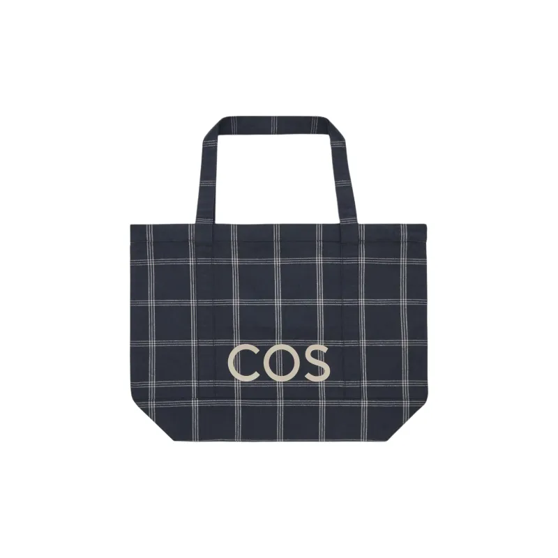 COS Cotton Tote Bag, Shopping Bag, Handbag, Shoulder Bag Regular Men's Navy Blue-0