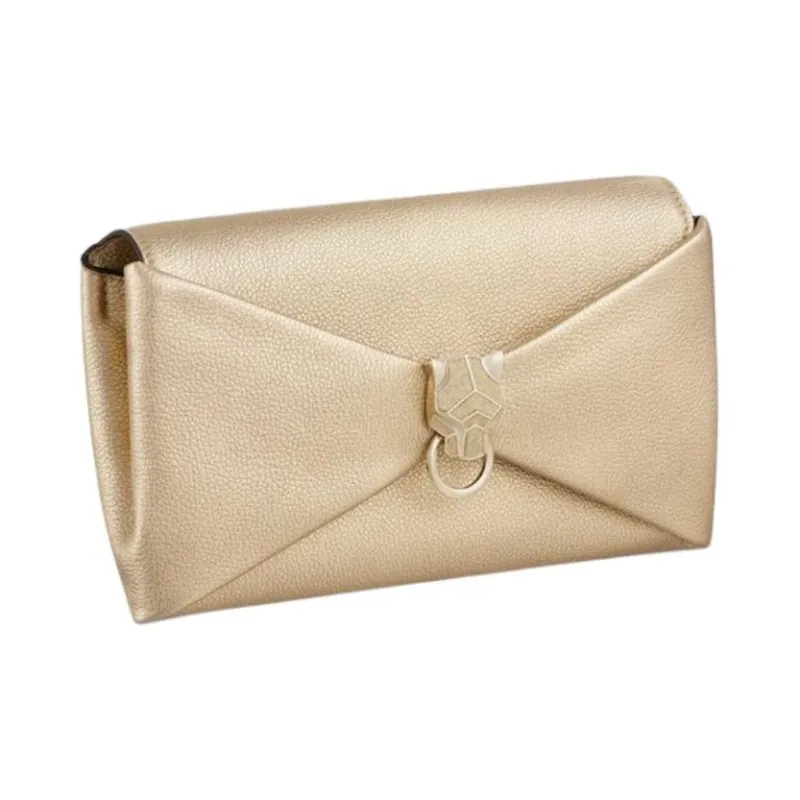 CARTIER Panthère De Cartier Cow Leather Clutch Women's Gold-1