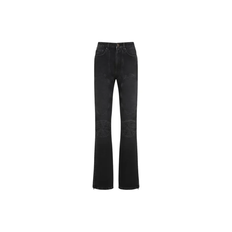 Jean Paul Gaultier Lacing And Knee Detail Denim Jeans 'Black'-1