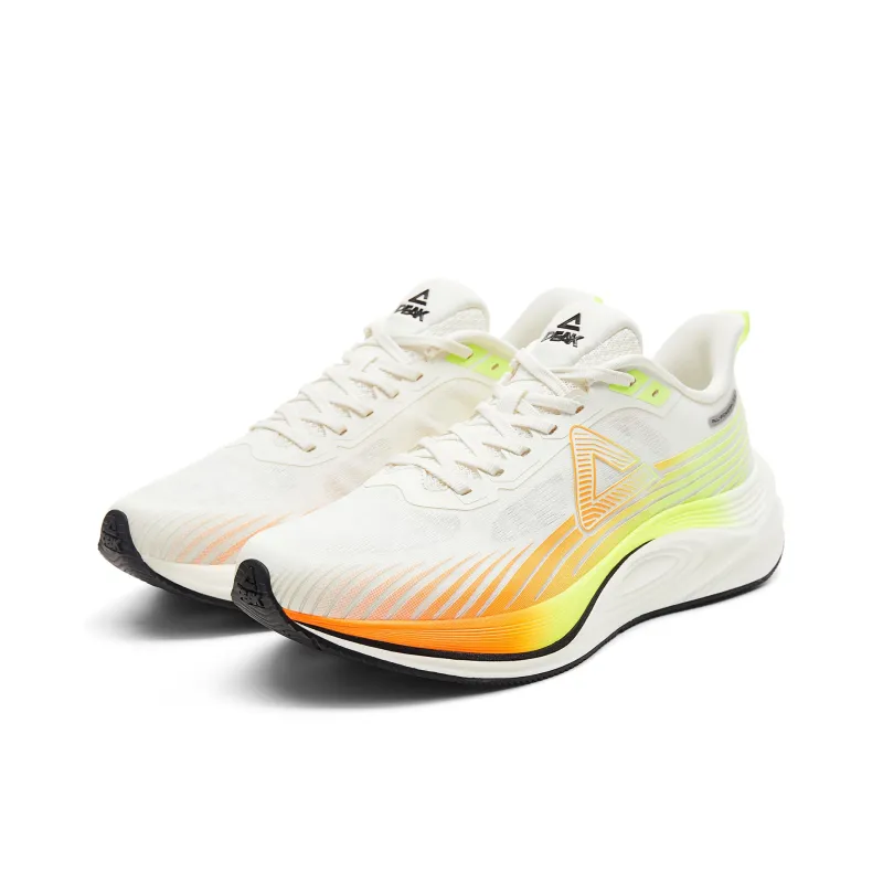 PEAK Cushioned Anti-Slip And Wear-Resistant Lightweight Low-Top Sprint Running Shoes Men's Milk White Orange-2