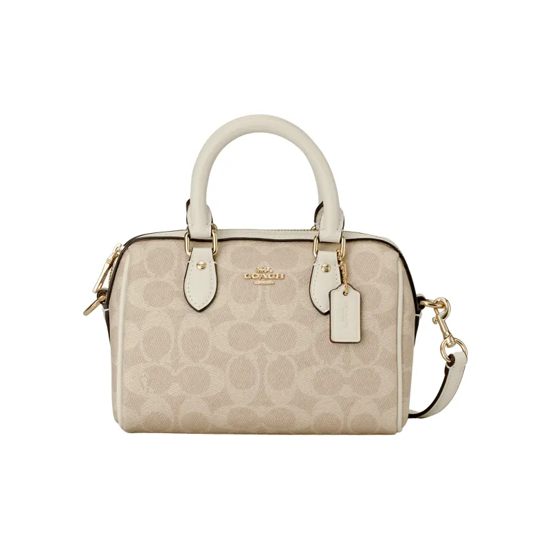 COACH Rowan PVC Bonded Leather Shoulder Bag Crossbody Bag Handbag Small Size Women's Vanilla White-1