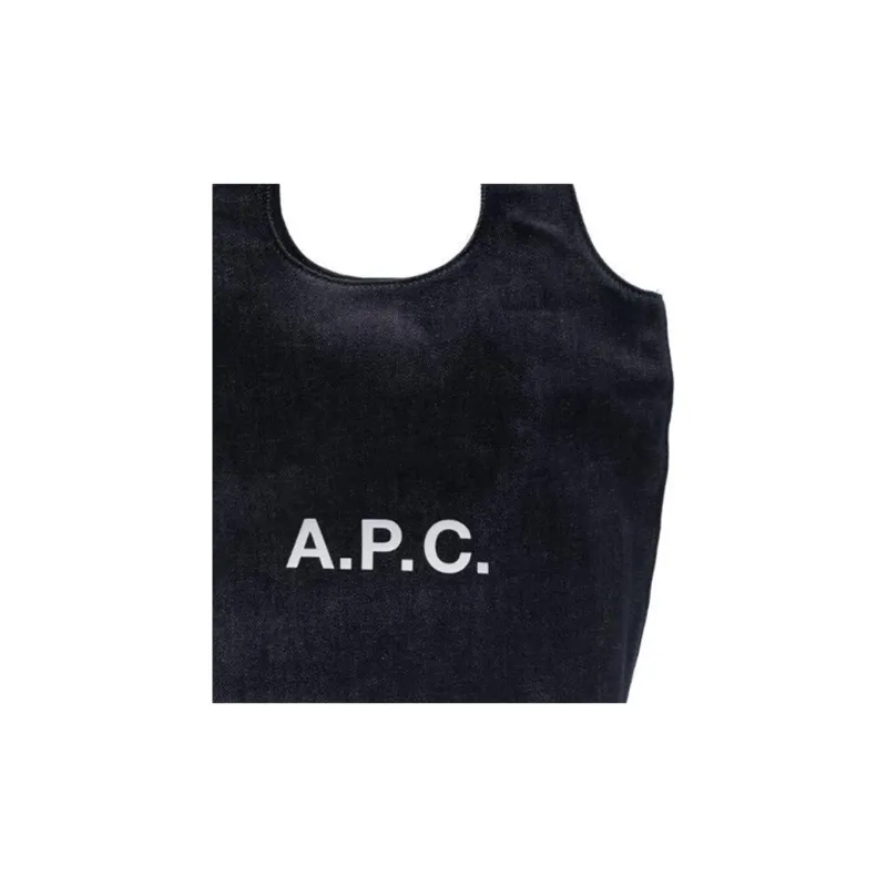 A.P.C Ninon Logo Printed Denim Small Tote Bag-5