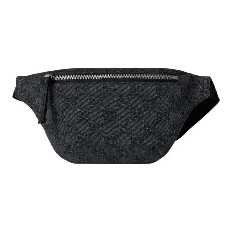 GUCCI Denim One Shoulder Crossbody Fanny Pack Kids' Black-0