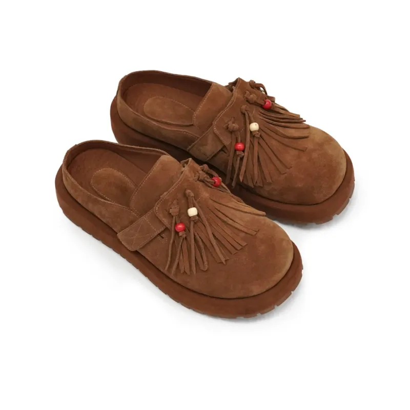 XIE SHE Fringe Odor Resistant Abrasion Resistant Slip Resistant Wrap toe Slippers Men's-4