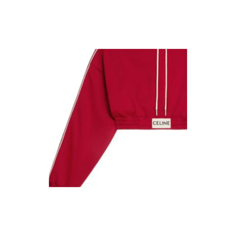CELINE FW22 Cropped Hoodie In Double Face Jersey-3