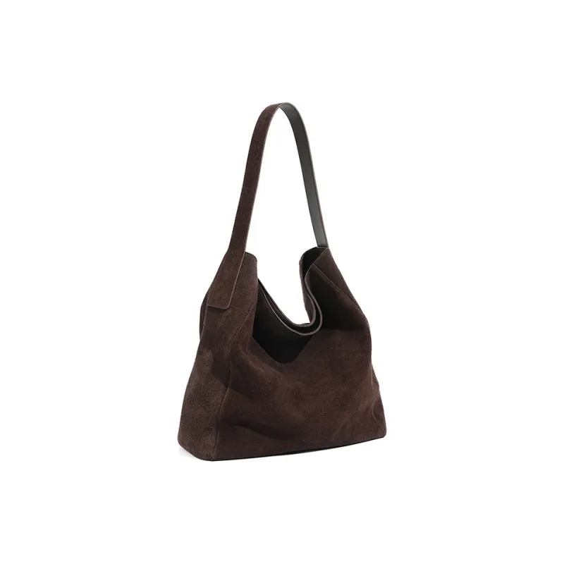 Yalu Matte Cow Leather Shoulder Bag Women's Coffee/Brown-4