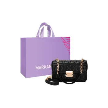 MARKANGARO PU Small Square Bag Handbags Regular Women's Black/White