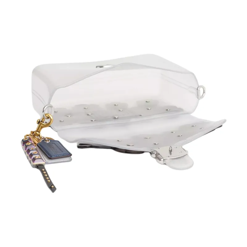 COACH PVC Shoulder Bag Crossbody Bag Medium Size Women's Transparent Silver-2