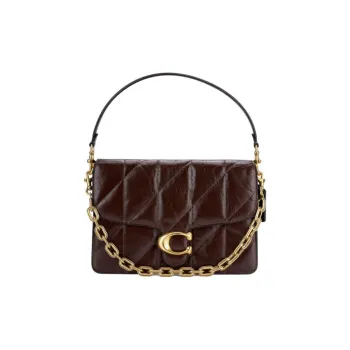 COACH ChainTabby Cow Leather Handbag Shoulder Bag Large Size Women's Maple Leaf