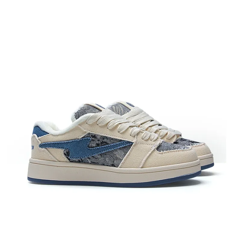 STUR YSN Wear resistant And Lightweight Low Top Skateboard Shoes Unisex Denim Blue-3