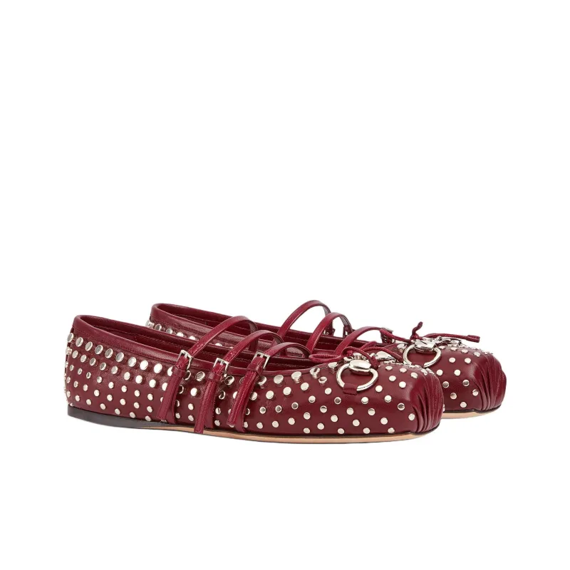 GUCCI Horsebit Casual Single Shoes Women's Red-2