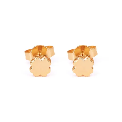 Royal Dragon Mirror 18K Gold Stud Earrings Women's