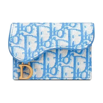 DIOR Canvas With Leather Canvas Bag Wallets Women's Cornflower Blue