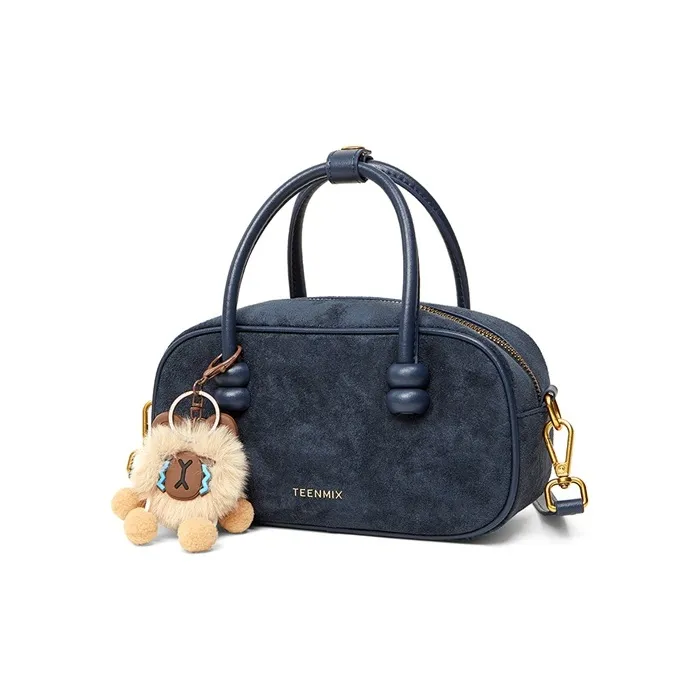 Teenmix Cow Leather Handbag, Crossbody Bag, Shoulder Bag, Bowling Bag Trumpets Women's Coffee/Caramel/Dark Blue-21