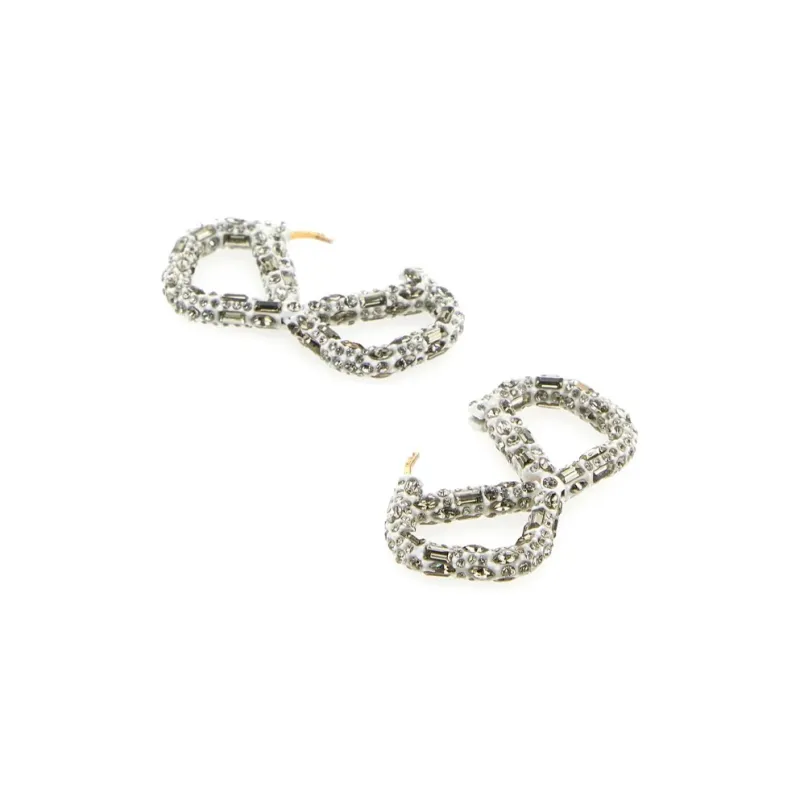 Valentino Brass Crystal Earrings Women's Silver-2