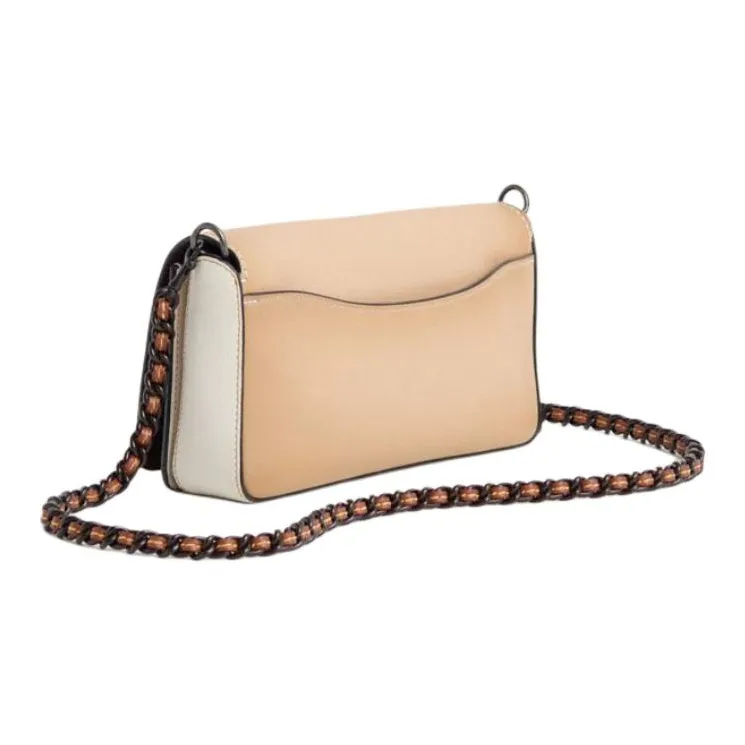 COACH Dinky Eggstone Grain Leather Shoulder Bag Crossbody Bag Medium Size Women's Camellia White Chalk Color-1