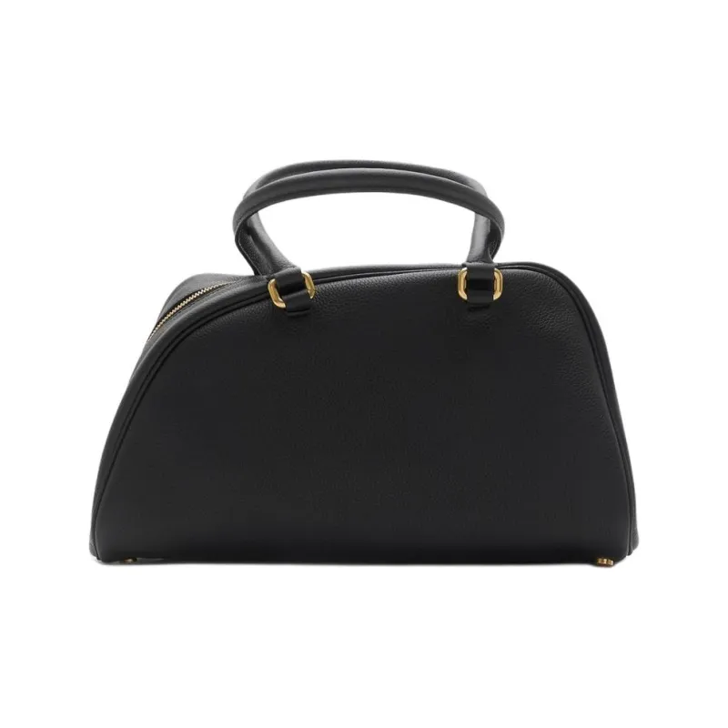 Burberry Calfskin Bowling Bag Shoulder Bag Handbag Small Size Women's Black-2