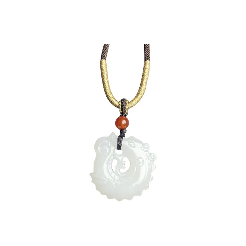 Shujie Hetian Jade Necklaces Pale Greenish White Jade Unisex-0