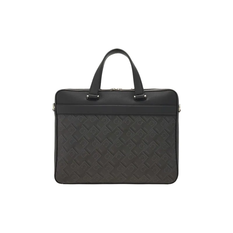 FERRAGAMO Calfskin Briefcases Men's Black & Dark Gray-3
