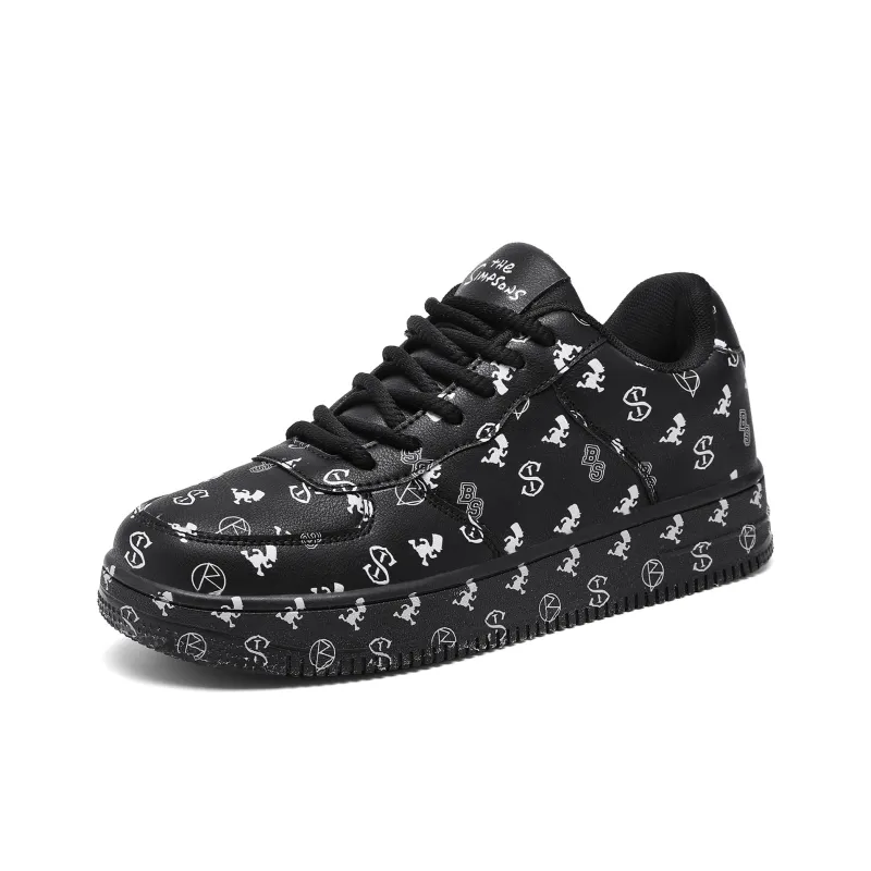 The Simpsons Skateboard Shoes Unisex Low Top Black/Tiffany Blue/White-4