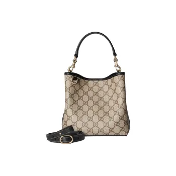 GUCCI Coated Canvas Portable Crossbody Bag Shoulder Bag Mini Women's Beige & Dark Brown