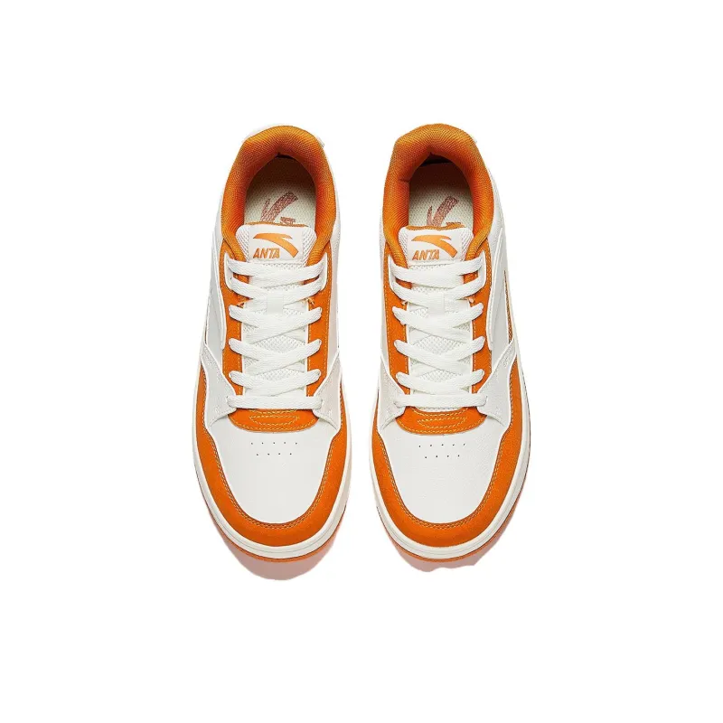 Anta Life Collection Anti-Slip Wear-Resistant Low-Top Skateboard Shoes Men's White Orange-3