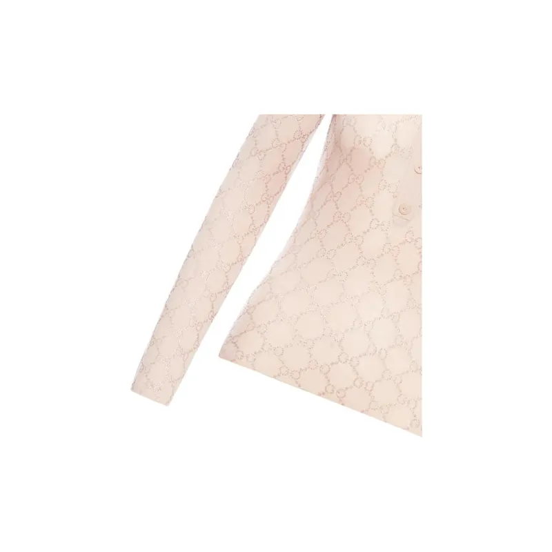 GUCCI Wool Polo Top With Rhinstones 'Nude'-4