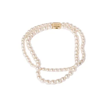 MIU MIU Glass Synthetic Pearl Metal Necklaces Women's Gold