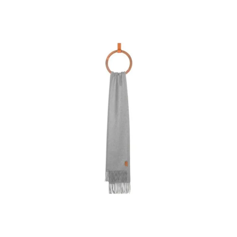 LOEWE Cashmere Leather Knit Scarves Women's Light Gray-1