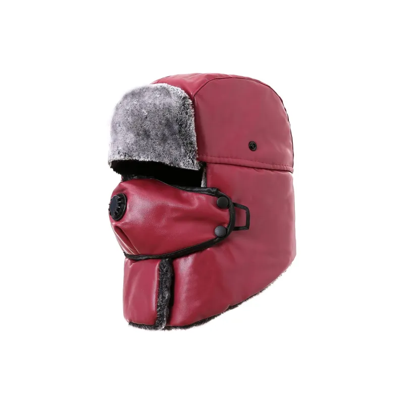 BAIJUAN PU Leather + Polyester Fiber Trapper Hats Unisex-0