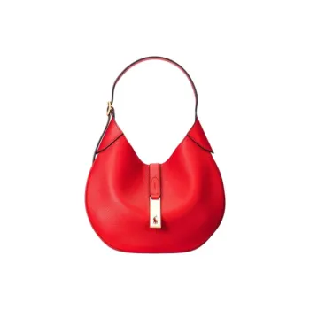 Polo Ralph Lauren Leather Shoulder Bag Small Size Women's Red