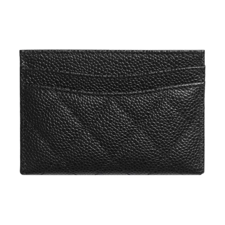 CHANEL Grain Embossed Caviar Cow Leather Card Holder Card Holder Unisex Black-2