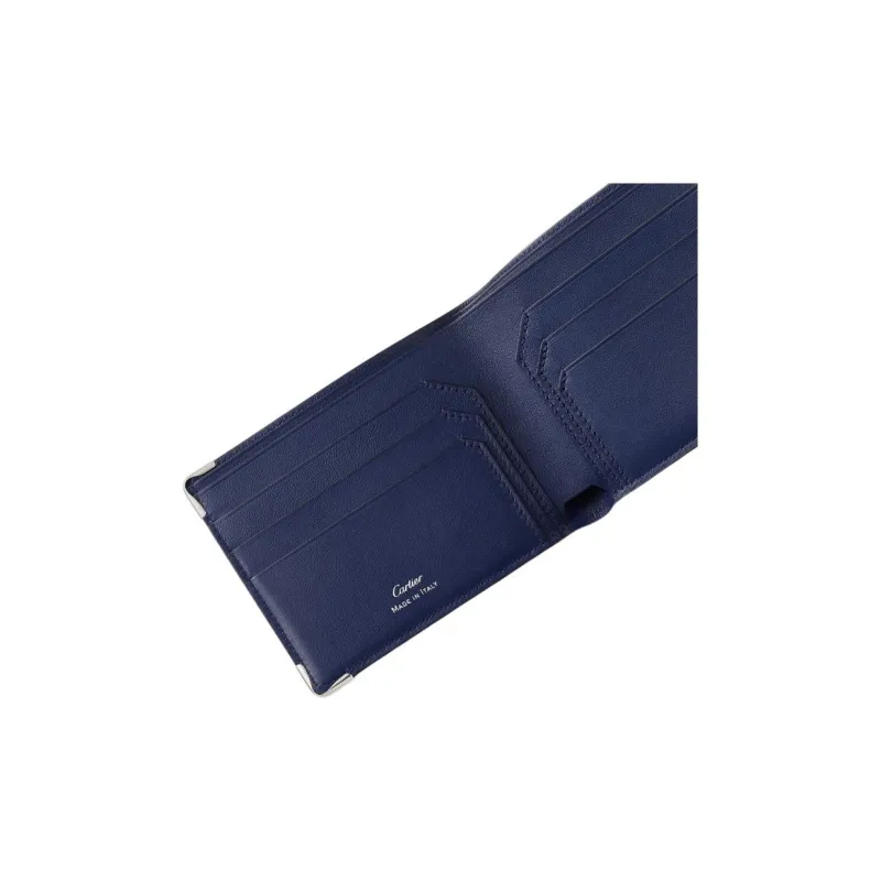 CARTIER Must De Cartier Smooth Calf Leather Wallet Unisex Blue-3