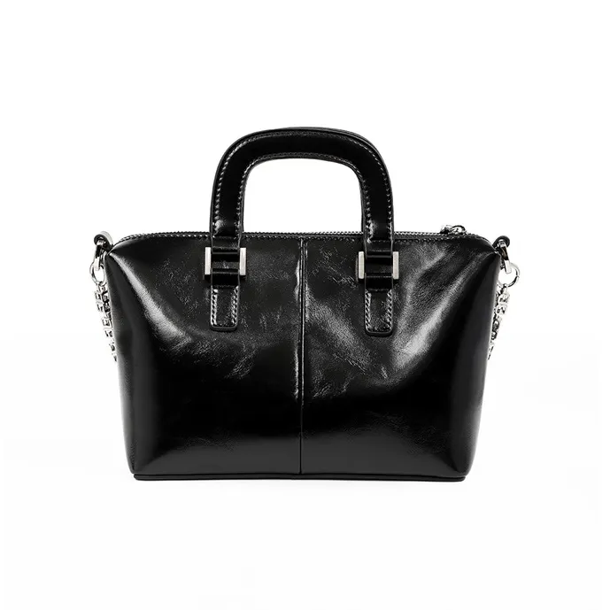Teenmix Cow Leather Handbag, Crossbody Bag, Shoulder Bag Medium Size Women's Black/Burgundy-3
